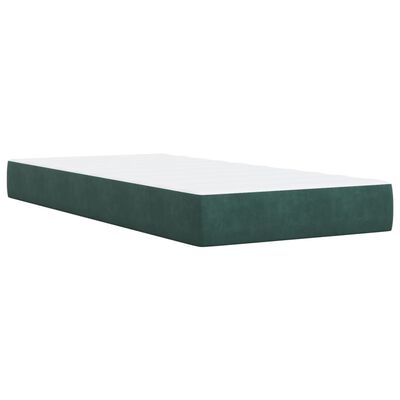 vidaXL Pat box spring cu saltea, verde închis, 90x190 cm, catifea