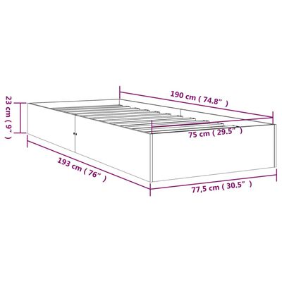 vidaXL Cadru de pat mic single, 75x190 cm, lemn masiv