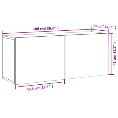 vidaXL Comodă TV de perete, gri sonoma, 100x30x41 cm