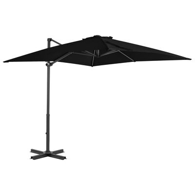 vidaXL Umbrelă suspendată cu stâlp din aluminiu, negru, 250x250 cm