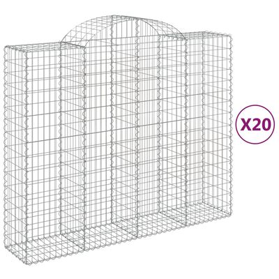 vidaXL Coșuri gabion arcuite 20 buc, 200x50x160/180cm, fier galvanizat