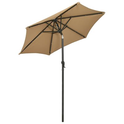 vidaXL Umbrelă de soare cu lumini LED, gri taupe, 200x211 cm, aluminiu