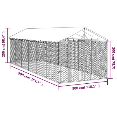 vidaXL Padoc de exterior cu acoperiș argintiu 3x9x2,5m oțel galvanizat