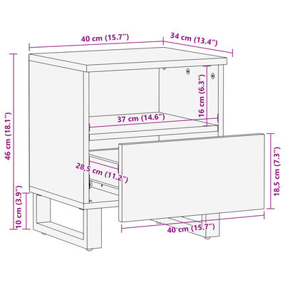 vidaXL Noptiere, 2 buc., 40x34x46 cm, lemn masiv mango albit