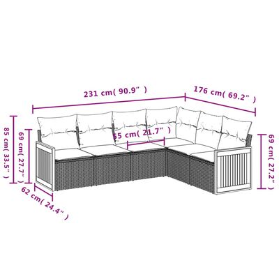 vidaXL Set canapele de grădină cu perne, 6 piese, bej, poliratan