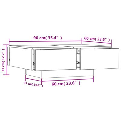 vidaXL Măsuță de cafea, gri beton, 90x60x31 cm, lemn prelucrat