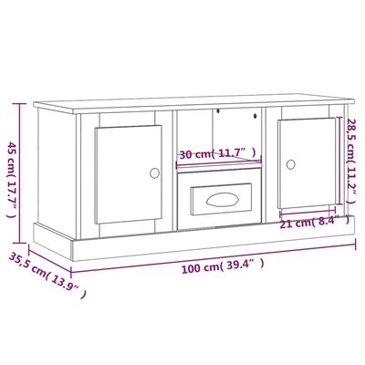 vidaXL Comodă TV, stejar sonoma, 100x35,5x45 cm, lemn prelucrat