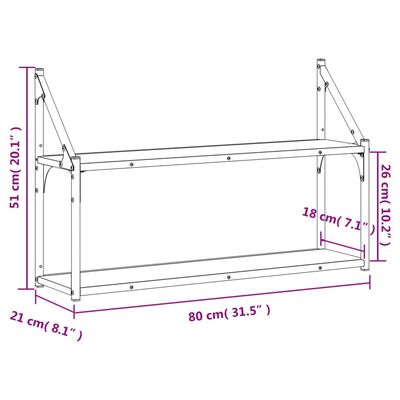 vidaXL Raft cu 2 niveluri stejar sonoma 80x21x51 cm, lemn prelucrat