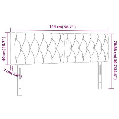 vidaXL Tăblie de pat cu LED, maro închis, 144x7x78/88 cm, textil