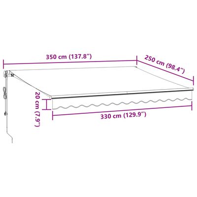 vidaXL Copertină retractabilă automat, antracit/alb, 350x250 cm