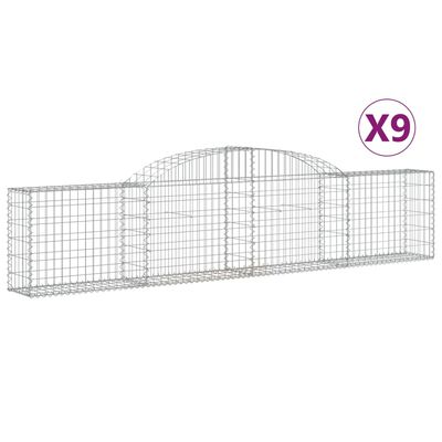 vidaXL Coșuri gabion arcuite, 9 buc., 300x30x60/80 cm, fier galvanizat