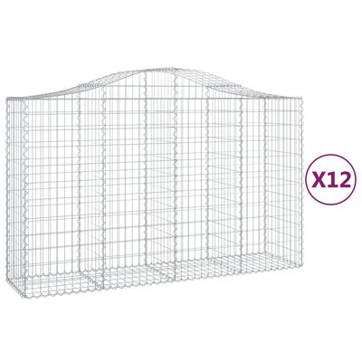 vidaXL Coșuri gabion arcuite 12 buc, 200x50x120/140cm, fier galvanizat