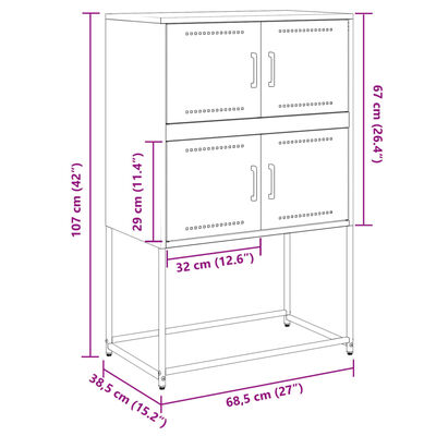 vidaXL Dulap, alb, 68,5x38,5x107 cm, oțel