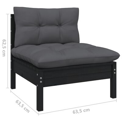 vidaXL Set mobilier de grădină cu perne 8 piese negru lemn masiv pin