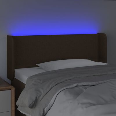 vidaXL Tăblie de pat cu LED, maro închis, 103x16x78/88 cm, textil