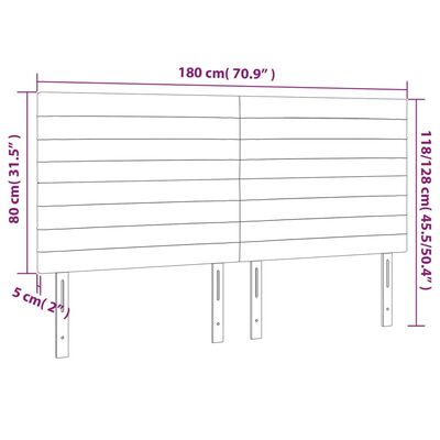 vidaXL Tăblie de pat cu LED, albastru închis, 180x5x118/128cm, catifea