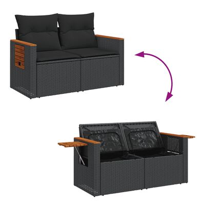 vidaXL Set canapele de grădină cu perne, 7 piese, negru, poliratan