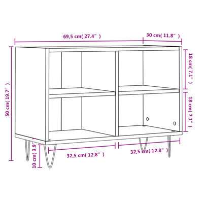 vidaXL Comodă TV, gri beton, 69,5x30x50 cm, lemn compozit