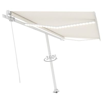 vidaXL Copertină retractabilă manual cu LED, crem, 400x350 cm