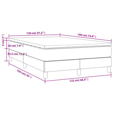 vidaXL Pat box spring cu saltea, gri deschis, 120x190 cm, textil