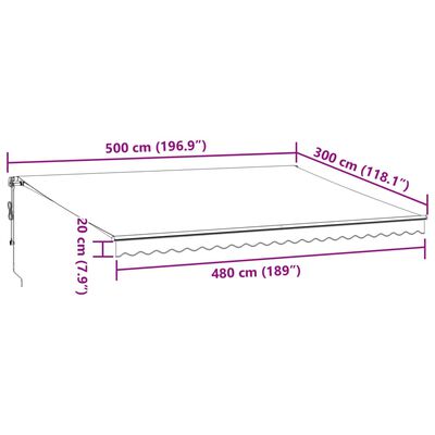 vidaXL Copertină retractabilă automat cu LED, antracit/alb, 500x300 cm