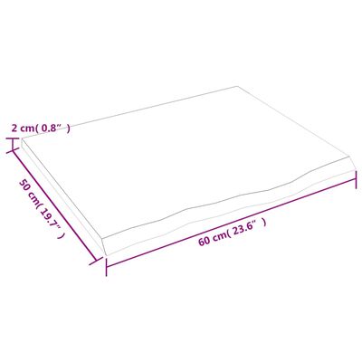 vidaXL Blat de masă maro închis 60x50x2cm, lemn masiv de stejar tratat