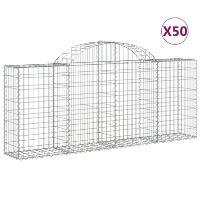 vidaXL Coșuri gabion arcuite 50 buc, 200x30x80/100 cm, fier galvanizat