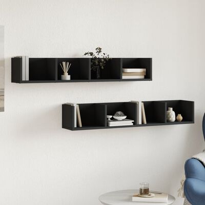 vidaXL Dulapuri de perete, 2 buc., negru, 99x18x16,5 cm, lemn compozit