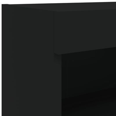 vidaXL Comodă TV de perete cu lumini LED, negru, 60x30x40 cm