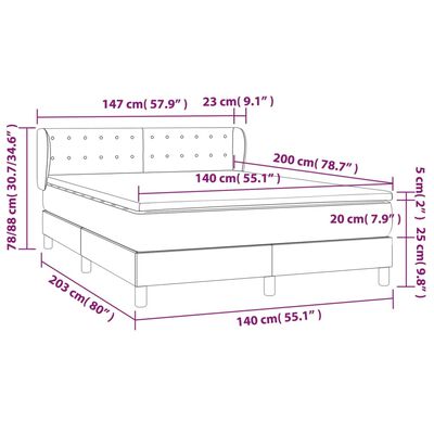 vidaXL Pat box spring cu saltea, negru, 140x200 cm, piele ecologică