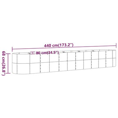 vidaXL Strat înălțat grădină 440x80x68 cm oțel vopsit electrostatic