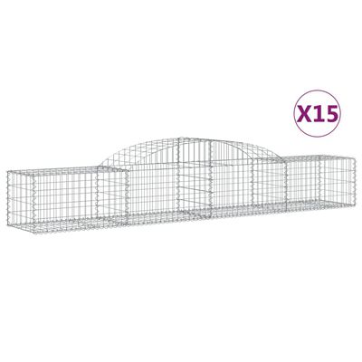 vidaXL Coșuri gabion arcuite, 15 buc., 300x50x40/60cm, fier galvanizat