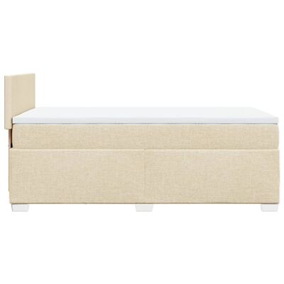 vidaXL Pat box spring cu saltea, crem, 90x200 cm, textil