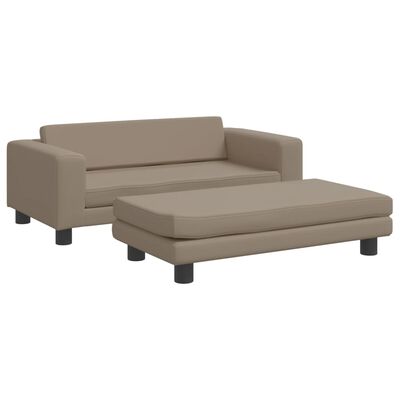 vidaXL Canapea copii cu taburet cappuccino 100x50x30cm piele ecologică