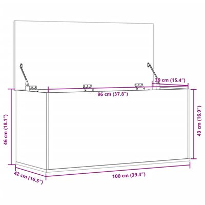 vidaXL Cutie de depozitare, negru, 100x42x46 cm, lemn prelucrat