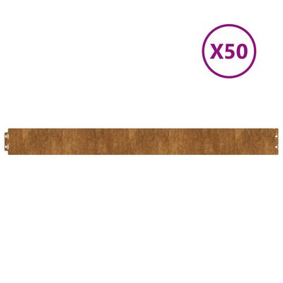 vidaXL Borduri de gazon 50 buc. 10x103 cm oțel Corten flexibil