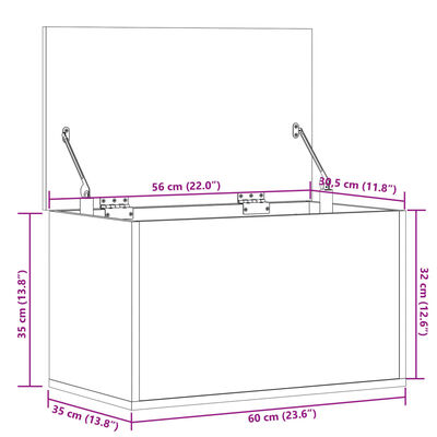 vidaXL Cutie de depozitare, stejar fumuriu, 60x35x35 cm lemn prelucrat