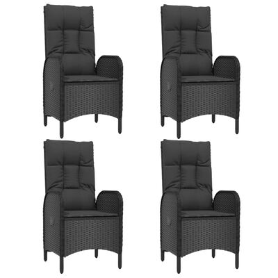 vidaXL Set mobilier de grădină cu perne, 5 piese, negru, poliratan