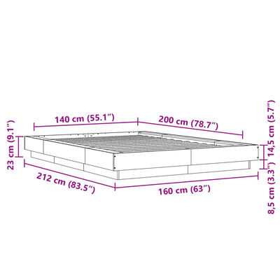 vidaXL Cadru de pat, stejar maro, 140x200 cm, lemn prelucrat