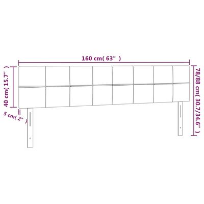 vidaXL Tăblie de pat cu LED, gri deschis, 160x5x78/88 cm, catifea