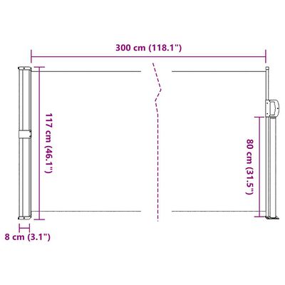 vidaXL Copertină laterală retractabilă, bej, 117x300 cm