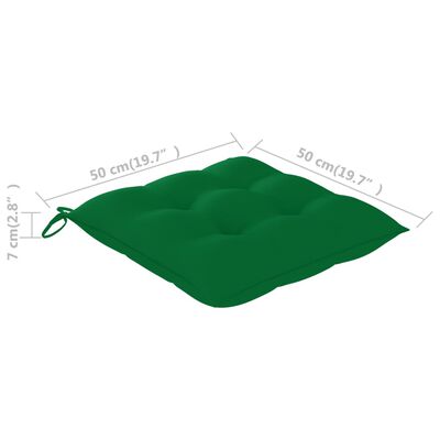 vidaXL Scaun balansoar cu perne verde, lemn masiv de tec