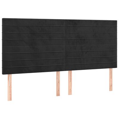 vidaXL Tăblie de pat cu LED, negru, 160x5x118/128 cm, catifea