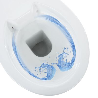 vidaXL Vas WC fără ramă, închidere silențioasă, + 7 cm, alb, ceramică