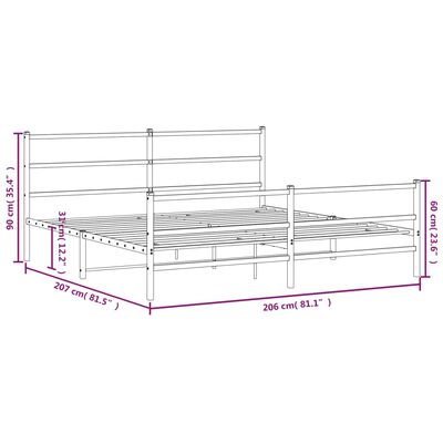 vidaXL Cadru pat metalic cu tăblii de cap/picioare, negru, 200x200 cm