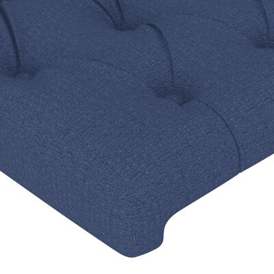 vidaXL Tăblie de pat cu LED, albastru, 93x16x118/128 cm, textil