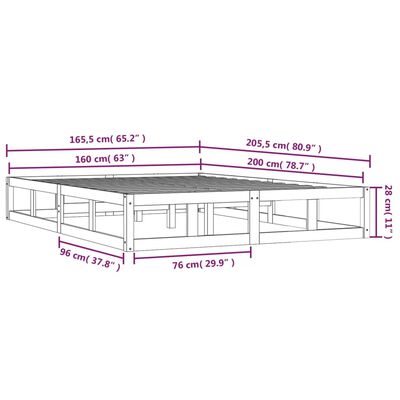 vidaXL Cadru de pat, negru, 160x200 cm, lemn masiv