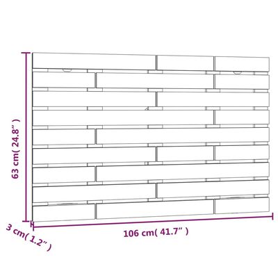 vidaXL Tăblie de pat pentru perete, 106x3x63 cm, lemn masiv de pin