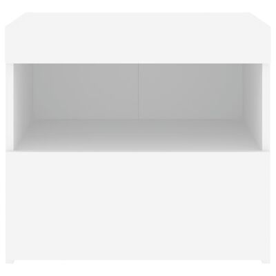 vidaXL Noptiere cu lumini LED, 2 buc., alb, 50x40x45 cm