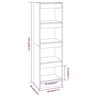 vidaXL Bibliotecă/Separator de cameră, stejar afumat, 40x30x135 cm